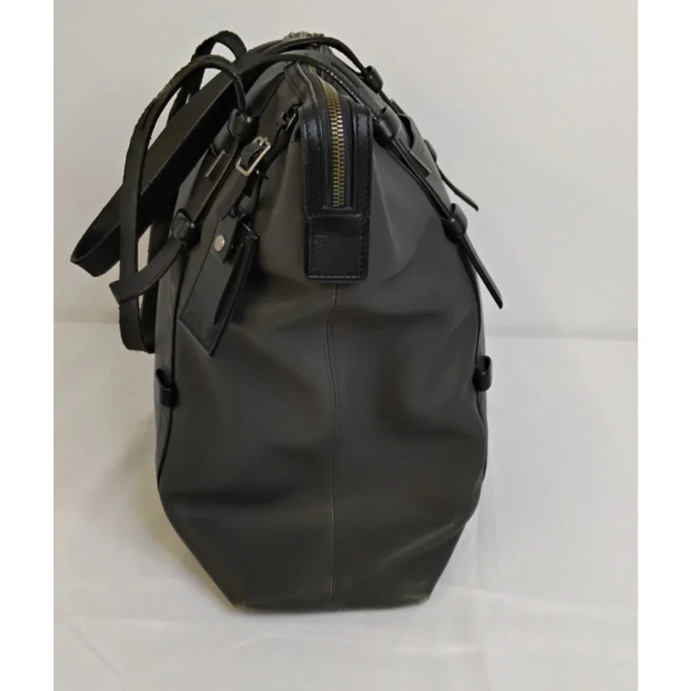 TUMI Leather Shoulder Bag Carry On Gray and Black Business Laptop Bag #J4521